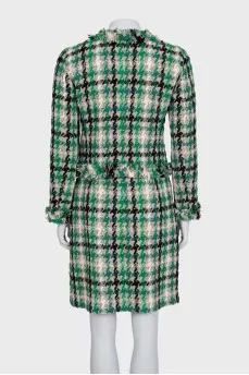 Printed suit with short jacket and skirt
