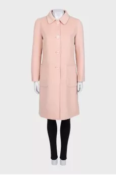 Pink straight-cut coat with tag