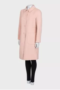 Pink straight-cut coat with tag