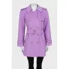 Purple double-breasted wool coat