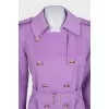 Purple double-breasted wool coat