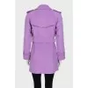 Purple double-breasted wool coat
