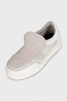 Slip-on sneakers made of suede and leather