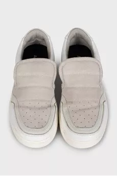 Slip-on sneakers made of suede and leather