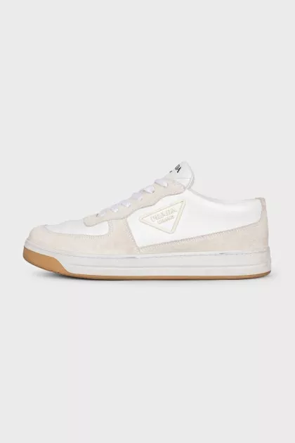 Leather and suede sneakers with logo