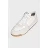 Leather and suede sneakers with logo