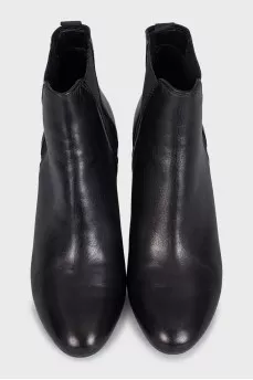 Black leather ankle boots without fastening