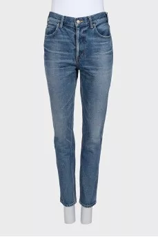 Blue mom fit skinny jeans