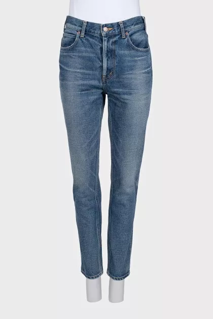 Сині завужені джинси mom fit