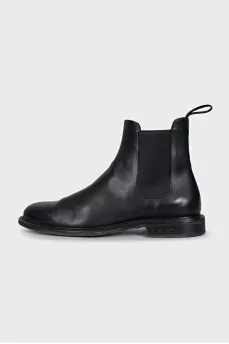 Men's black leather boots