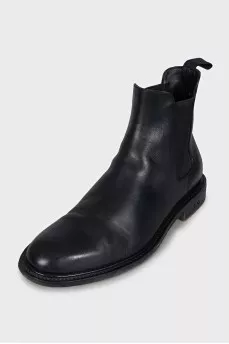 Men's black leather boots