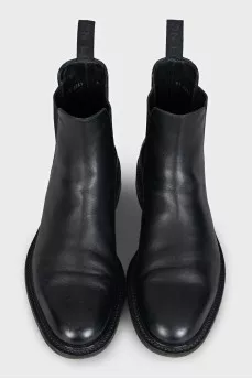 Men's black leather boots