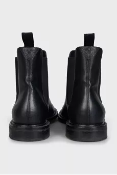 Men's black leather boots