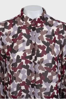 Straight-cut shirt with butterfly print