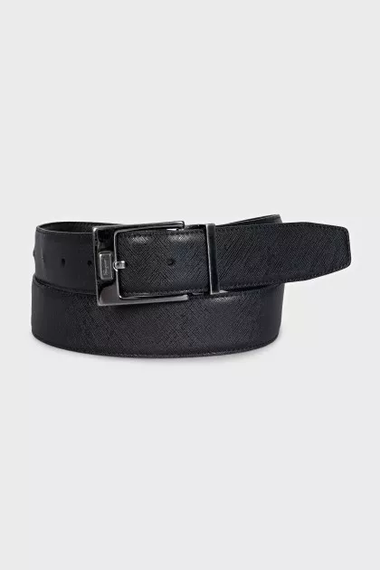 Men's black leather belt