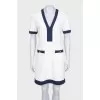 White dress with blue inserts