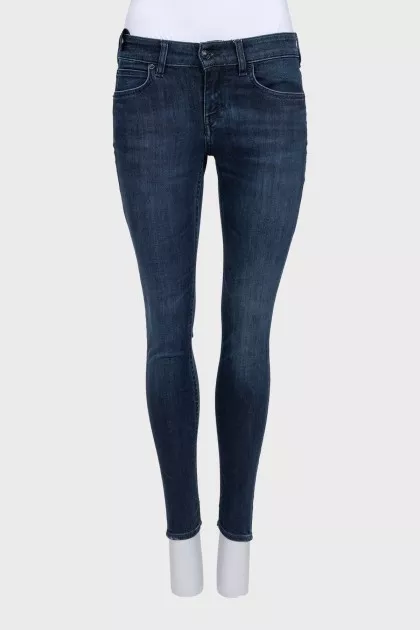 Mid-rise blue skinny jeans