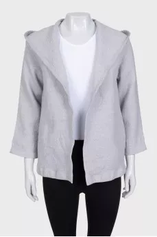 Gray wool cardigan without fastening