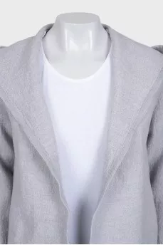 Gray wool cardigan without fastening
