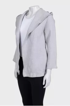 Gray wool cardigan without fastening