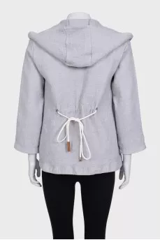 Gray wool cardigan without fastening