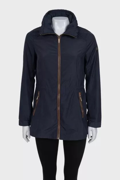 Blue jacket with a hidden hood