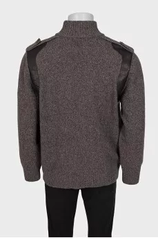 Men's cashmere cardigan with leather elements