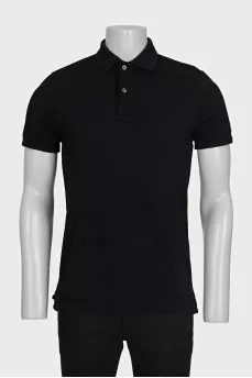 Men's black straight-cut polo shirt