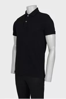 Men's black straight-cut polo shirt