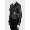 Black leather jacket with perforated sleeves
