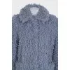 Straight-cut fur coat with buttons