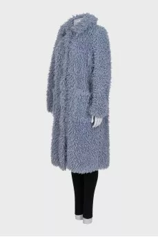 Straight-cut fur coat with buttons