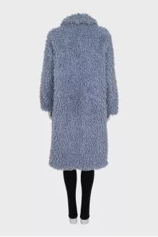 Straight-cut fur coat with buttons