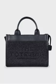 Black crossbody with embroidery element