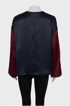 Silk jumper with red sleeves