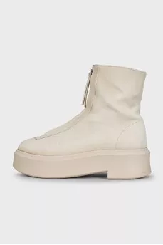 Beige suede boots