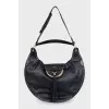 Leather hobo bag with gold-tone hardware
