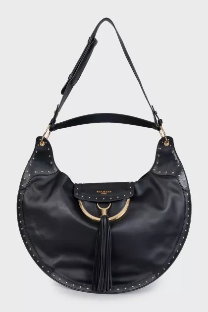 Leather hobo bag with gold-tone hardware