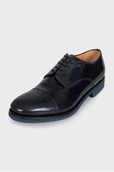 Men's black leather brogues