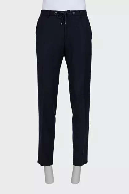 Men's wool trousers with drawstrings