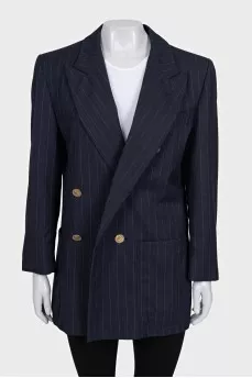 Double-breasted blue striped jacket