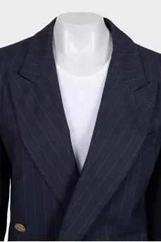 Double-breasted blue striped jacket