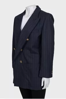 Double-breasted blue striped jacket