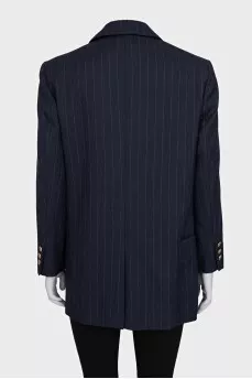 Double-breasted blue striped jacket
