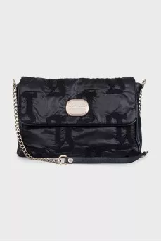 Black shoulder bag with signature embroidery