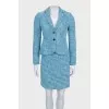 Checked jacket and skirt suit