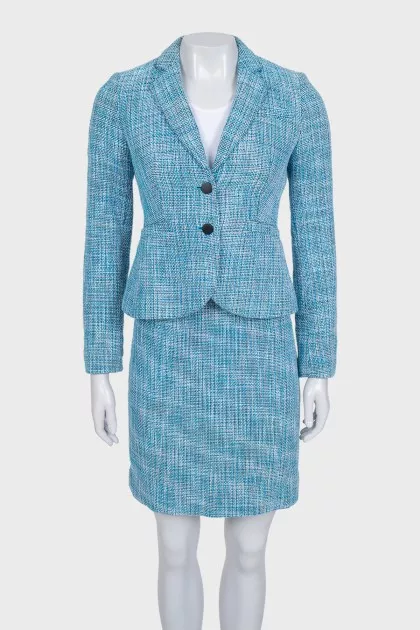 Checked jacket and skirt suit