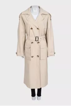 Beige trench coat with tag