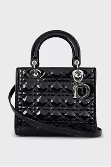 Черная сумка с тиснением Lady Dior