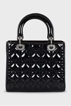 Черная сумка с тиснением Lady Dior